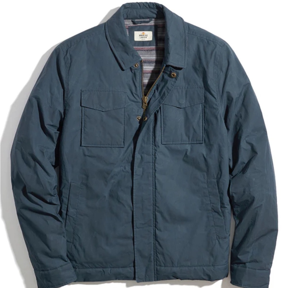 Marine Layer Dry Wax Canvas Trucker in Midnight Navy